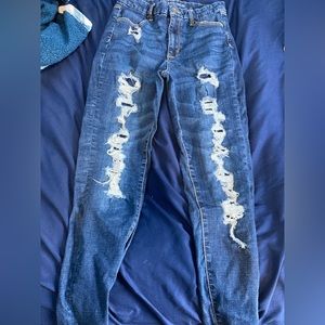 High rise distressed skinny jeans size 11